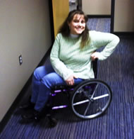  Figure 3.  This picture shows the prototype being tested and evaluated by a wheelchair user. 